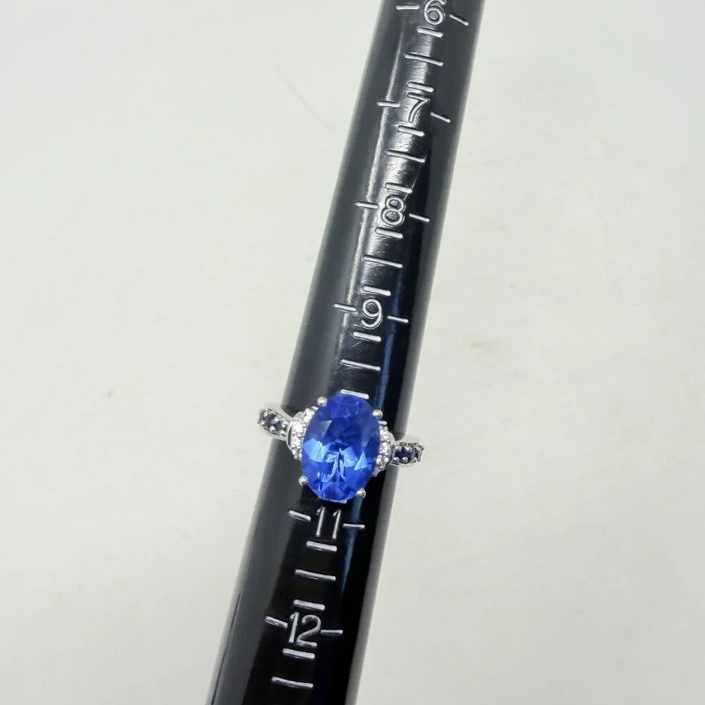 Shop LC Cornflower Blue Quartz Size 10 Ring Platinum Over‎ Sterling Silver 5373